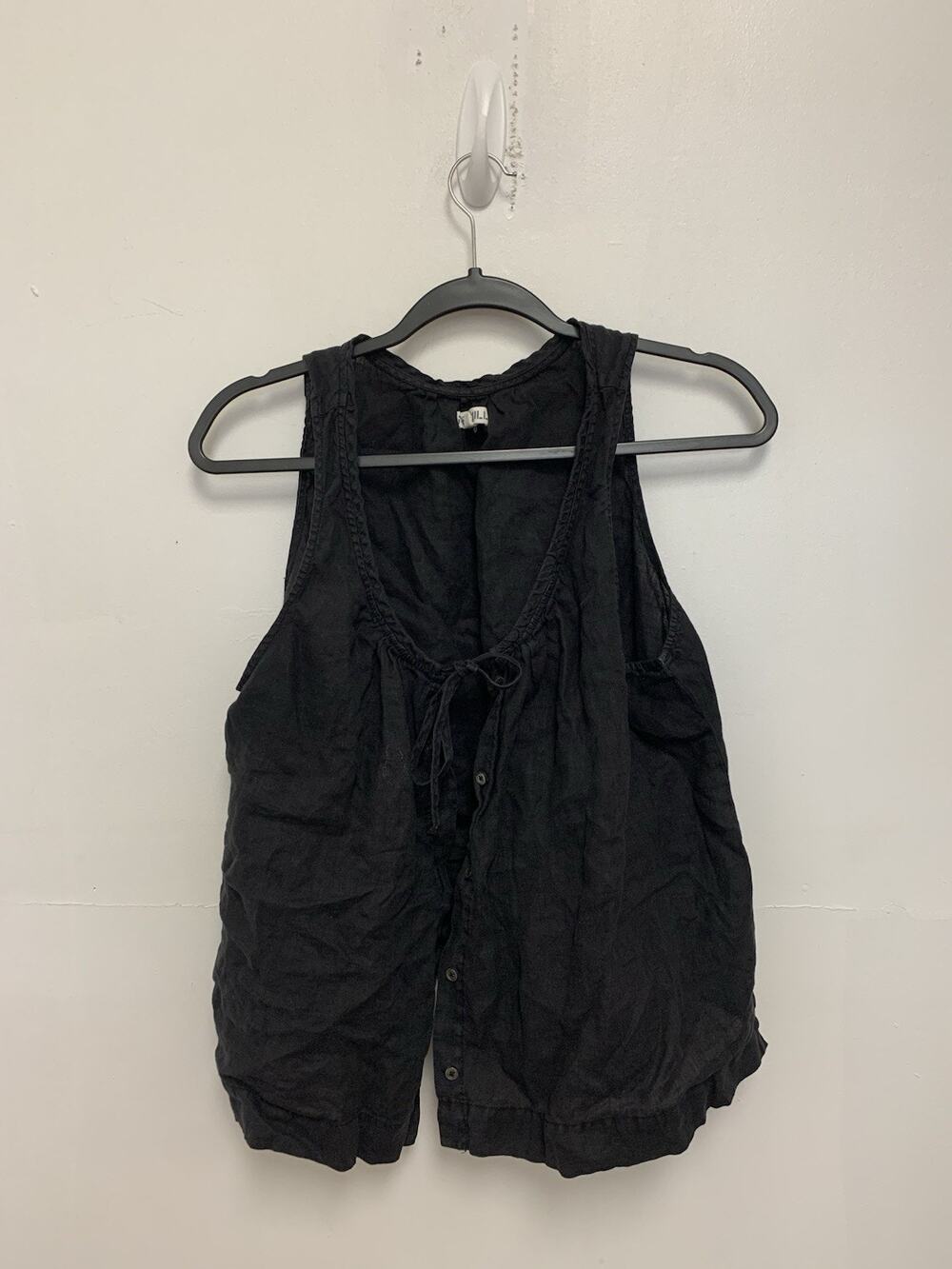 Alex Mill Sidney Sleeveless Black Top Linen Luxury Minimalist XL